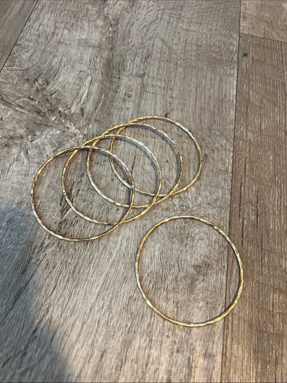 Gold Textured Bangle Bracelets - Set of 6